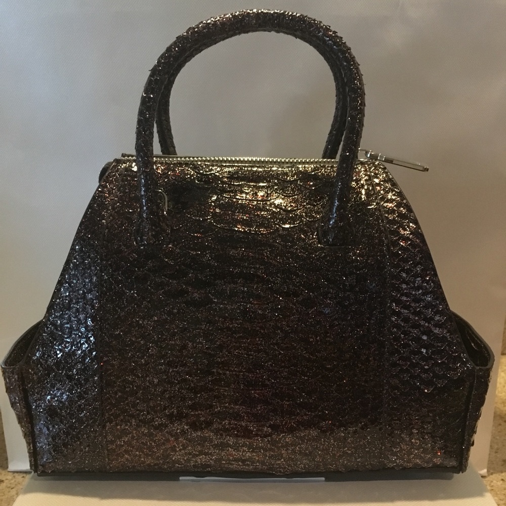 New La Perla Metallic Burgundy Python Bag